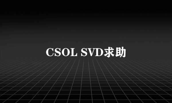 CSOL SVD求助