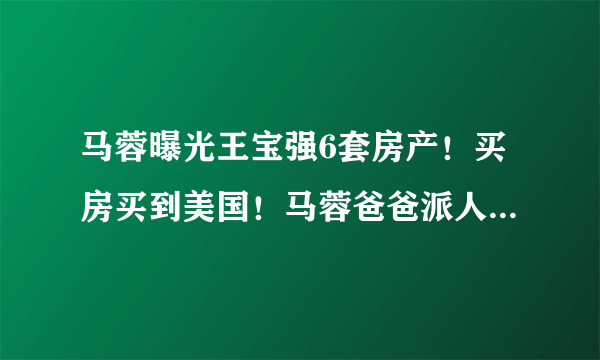 马蓉曝光王宝强6套房产！买房买到美国！马蓉爸爸派人撬王宝强家