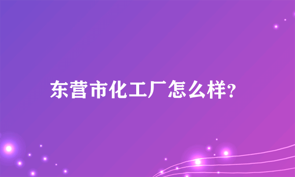 东营市化工厂怎么样？