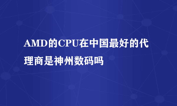 AMD的CPU在中国最好的代理商是神州数码吗