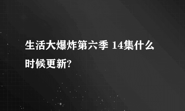 生活大爆炸第六季 14集什么时候更新?