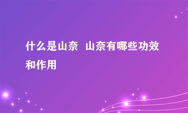 什么是山奈  山奈有哪些功效和作用