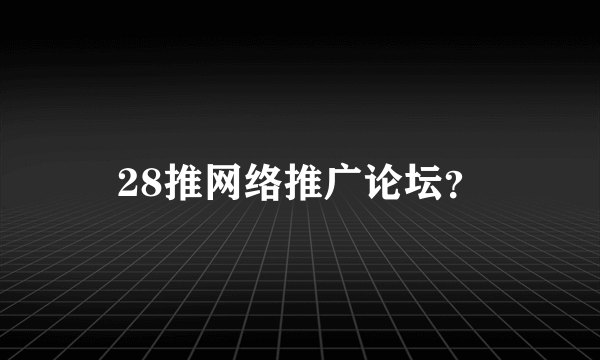 28推网络推广论坛？