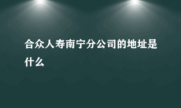 合众人寿南宁分公司的地址是什么