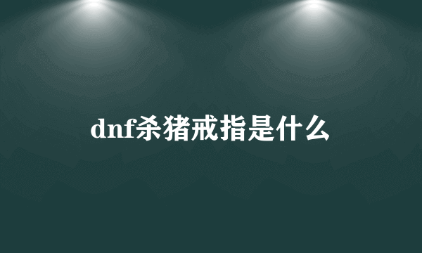 dnf杀猪戒指是什么