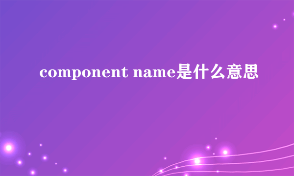 component name是什么意思