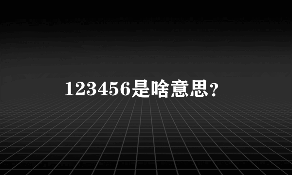 123456是啥意思？