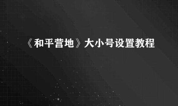 《和平营地》大小号设置教程