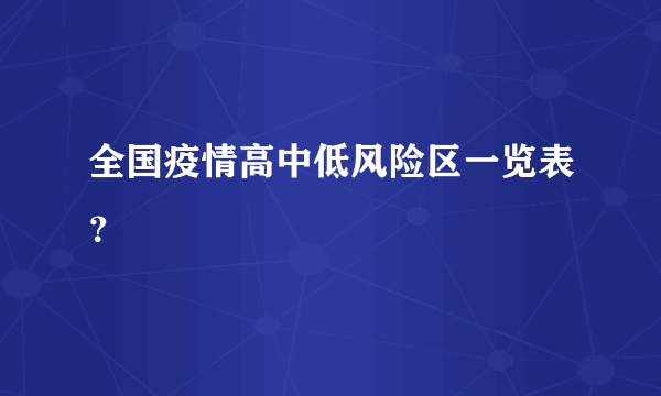 全国疫情高中低风险区一览表？