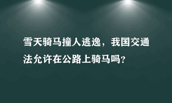 雪天骑马撞人逃逸，我国交通法允许在公路上骑马吗？