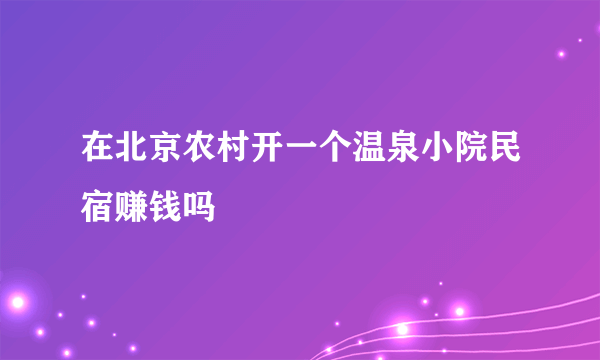 在北京农村开一个温泉小院民宿赚钱吗