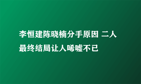 李恒建陈晓楠分手原因 二人最终结局让人唏嘘不已