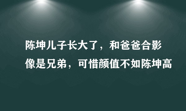 陈坤儿子长大了，和爸爸合影像是兄弟，可惜颜值不如陈坤高