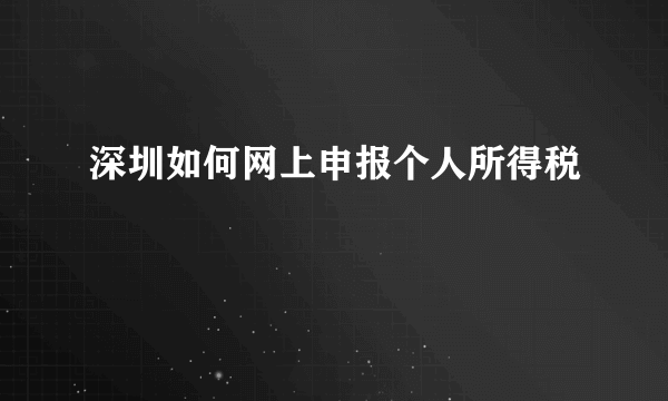 深圳如何网上申报个人所得税