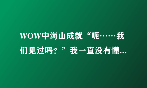 WOW中海山成就“呃……我们见过吗？”我一直没有懂，这玩意到底怎么做