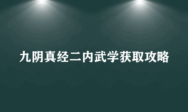 九阴真经二内武学获取攻略