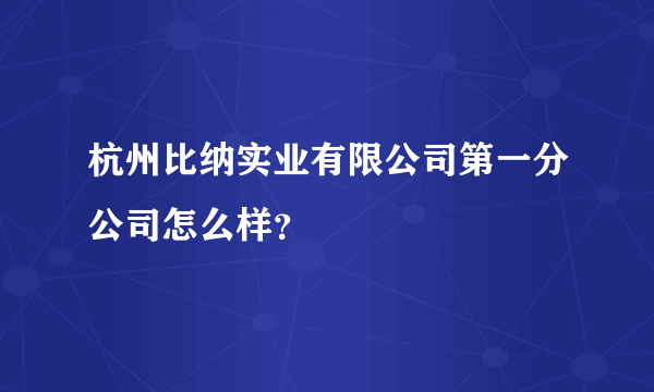 杭州比纳实业有限公司第一分公司怎么样？