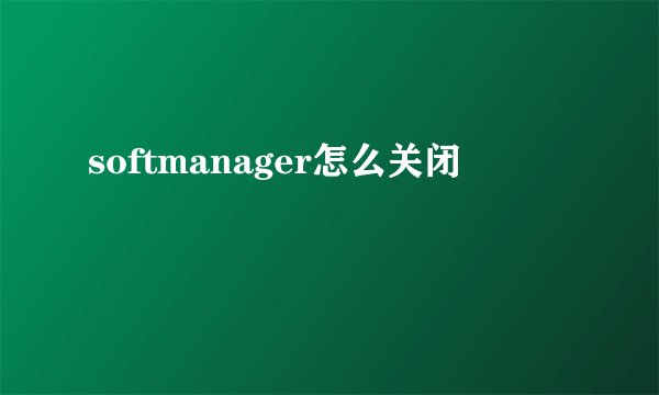 softmanager怎么关闭