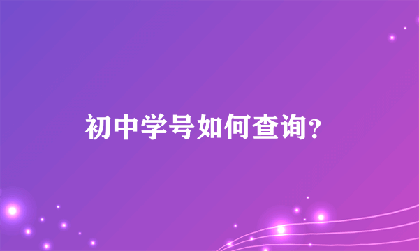 初中学号如何查询？