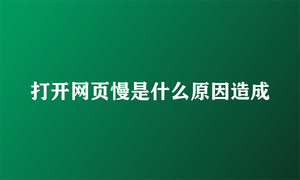 打开网页慢是什么原因造成