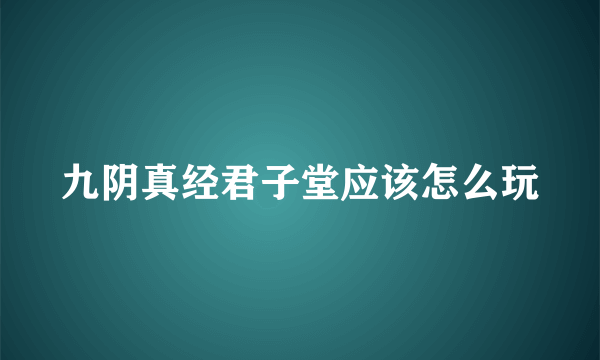 九阴真经君子堂应该怎么玩