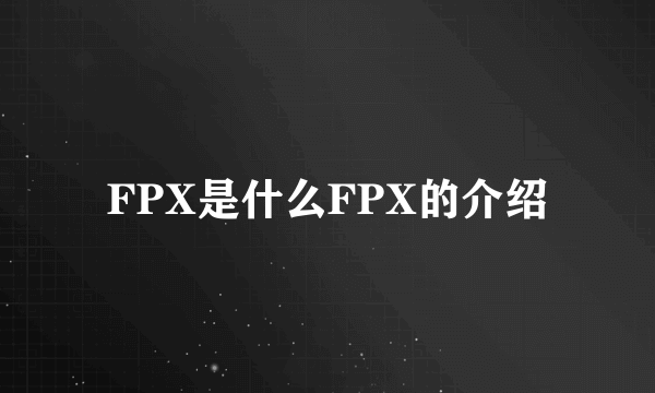 FPX是什么FPX的介绍