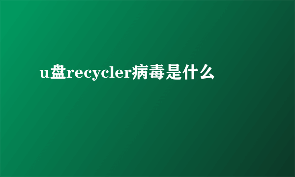 u盘recycler病毒是什么