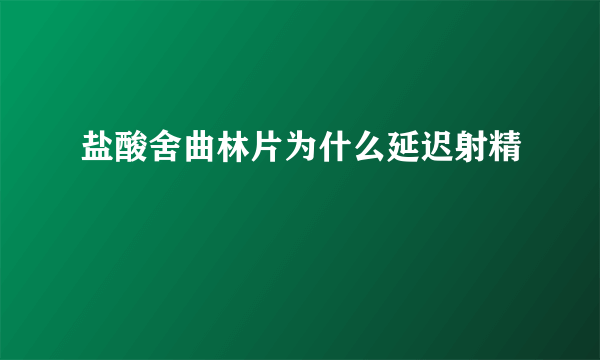 盐酸舍曲林片为什么延迟射精