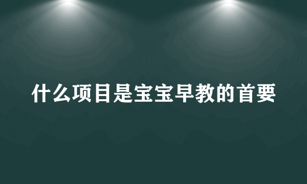 什么项目是宝宝早教的首要