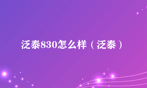 泛泰830怎么样（泛泰）