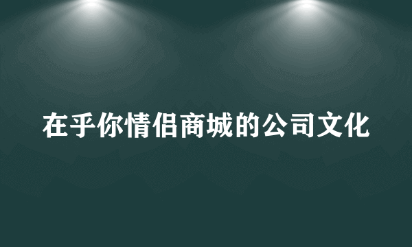 在乎你情侣商城的公司文化