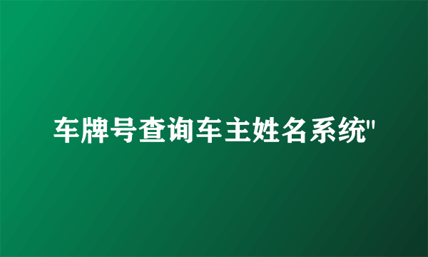 车牌号查询车主姓名系统