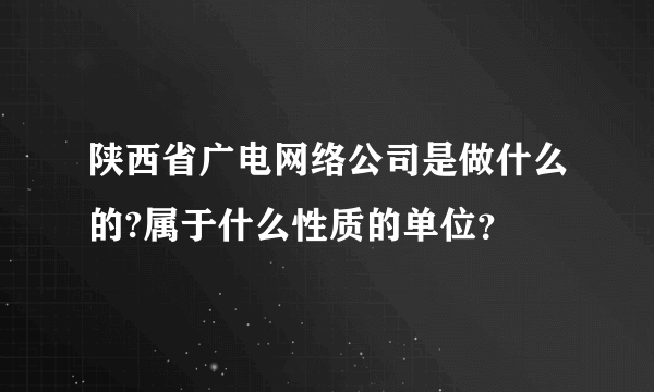 陕西省广电网络公司是做什么的?属于什么性质的单位？