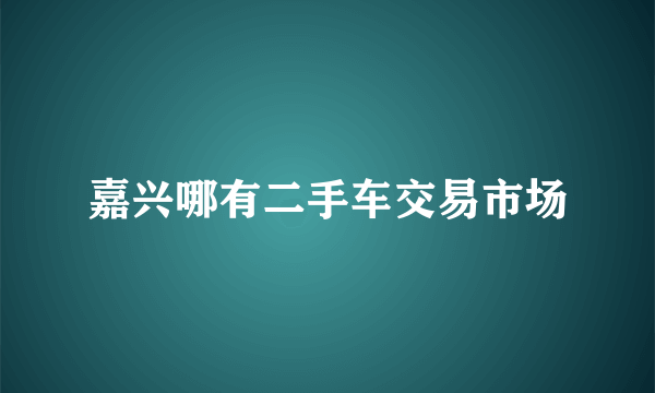 嘉兴哪有二手车交易市场