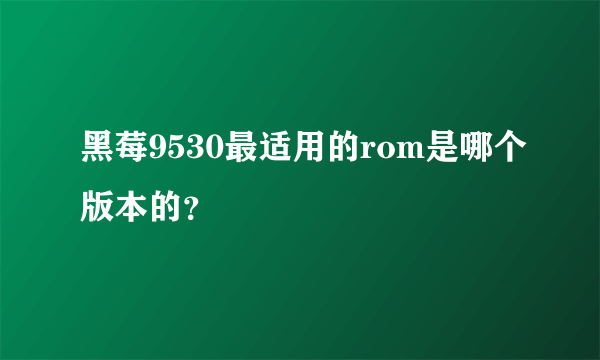 黑莓9530最适用的rom是哪个版本的？