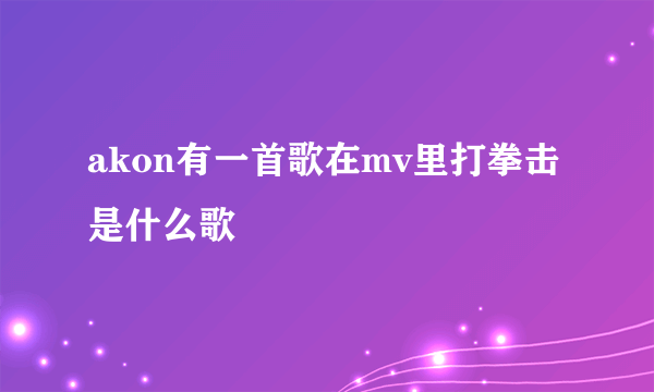 akon有一首歌在mv里打拳击是什么歌