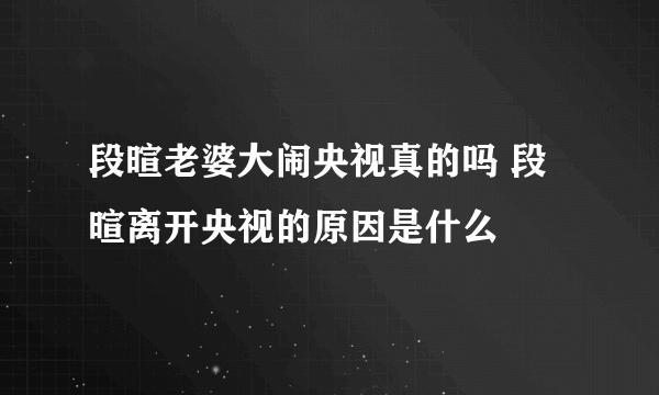 段暄老婆大闹央视真的吗 段暄离开央视的原因是什么