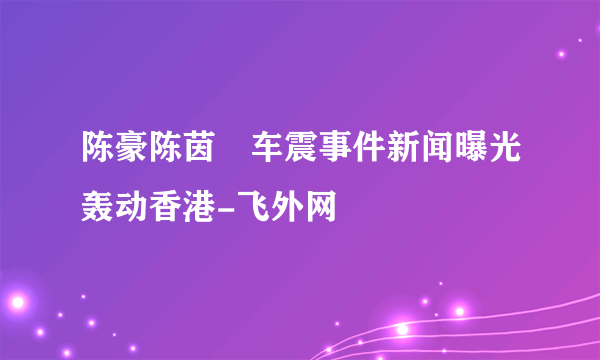 陈豪陈茵媺车震事件新闻曝光轰动香港-飞外网