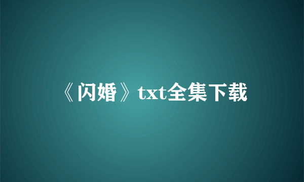 《闪婚》txt全集下载