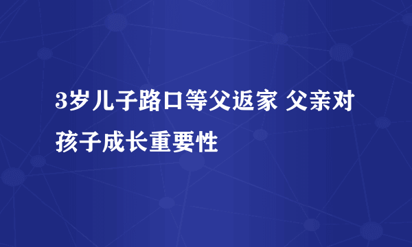 3岁儿子路口等父返家 父亲对孩子成长重要性