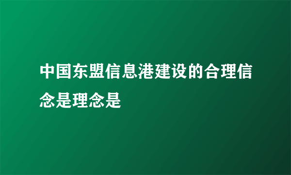 中国东盟信息港建设的合理信念是理念是