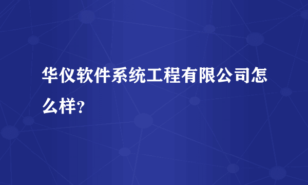 华仪软件系统工程有限公司怎么样？