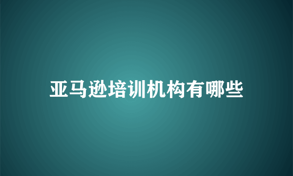 亚马逊培训机构有哪些