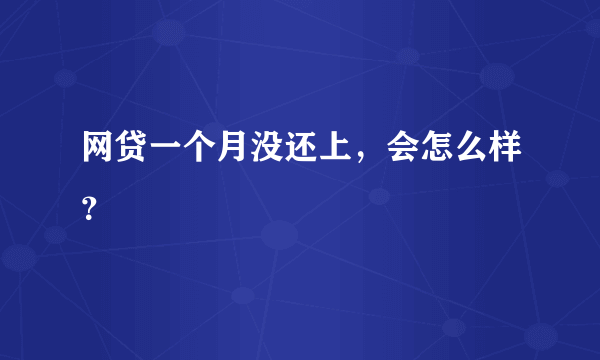 网贷一个月没还上，会怎么样？