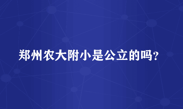 郑州农大附小是公立的吗？