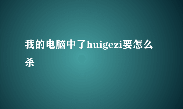 我的电脑中了huigezi要怎么杀