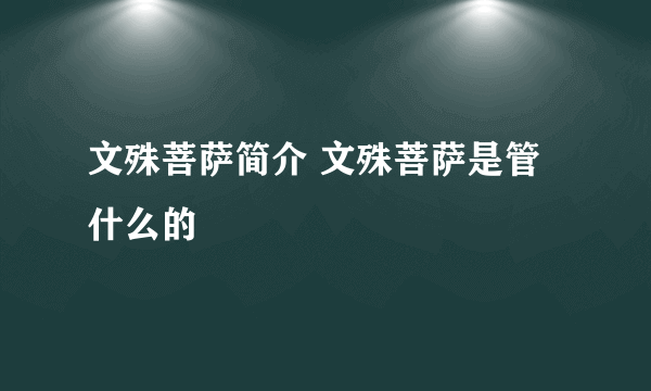 文殊菩萨简介 文殊菩萨是管什么的