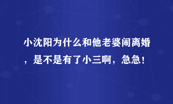 小沈阳为什么和他老婆闹离婚，是不是有了小三啊，急急！