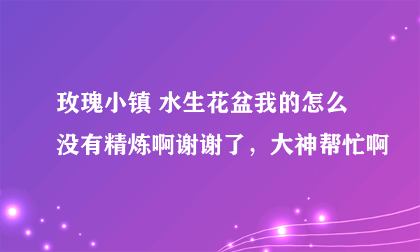 玫瑰小镇 水生花盆我的怎么没有精炼啊谢谢了，大神帮忙啊