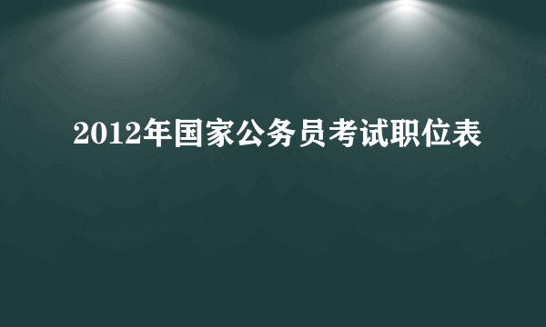 2012年国家公务员考试职位表